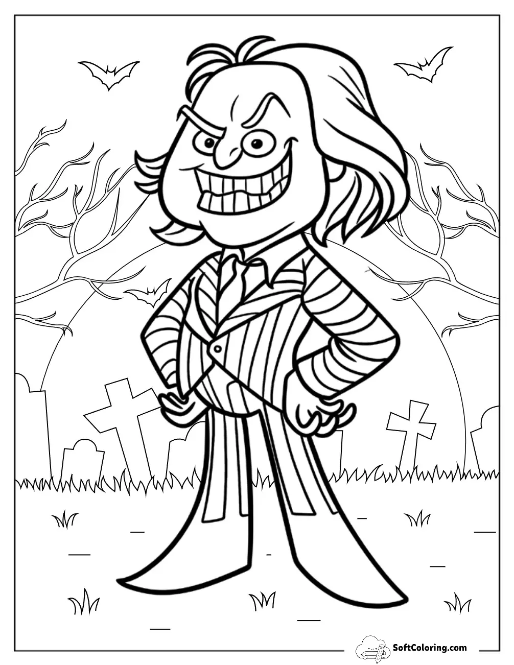 Kawaii Beetlejuice Coloring Page For Kids