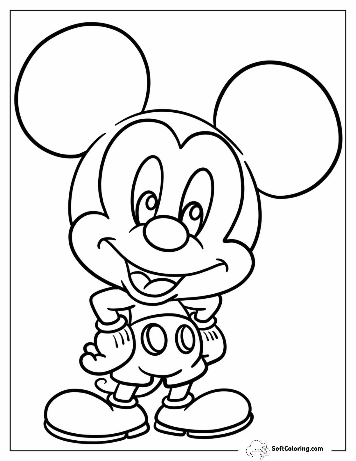 Kawaii Chibi Mickey Mouse With Hands On His Hips For Preschoolers