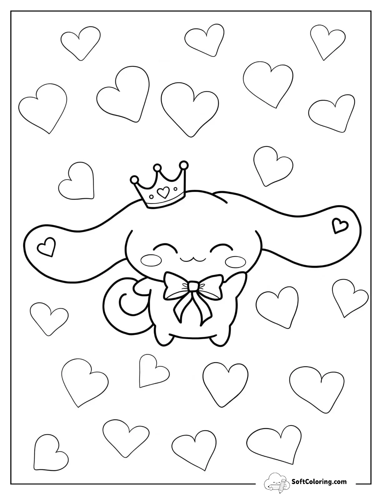 Kawaii Cinnamoroll Coloring Page Of Cinnamon With Crown