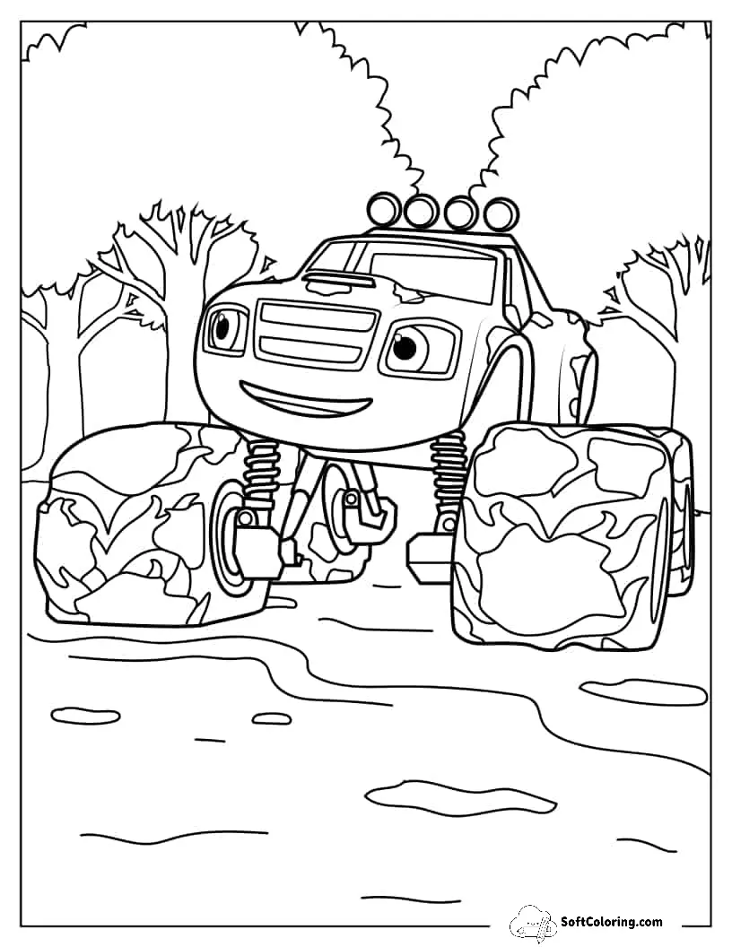 Kawaii Coloring Sheet Of Blaze In The Forest