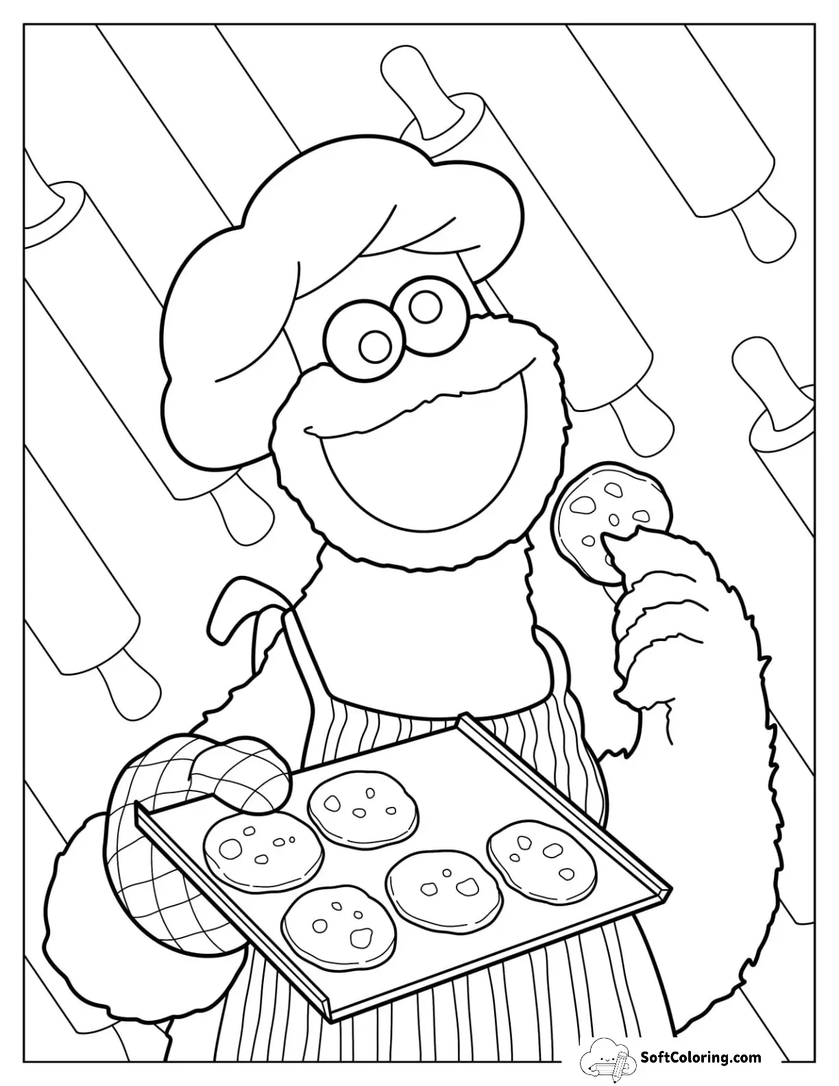 Kawaii Cookie Monster With Cookie Tray