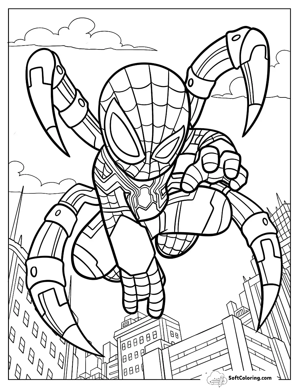 Kawaii Iron Spider-Man Coloring Page For Preschoolers