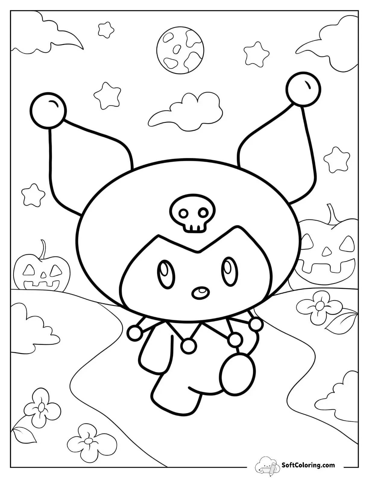 Sanrio Coloring Pages Of Kawaii Kuromi Walking