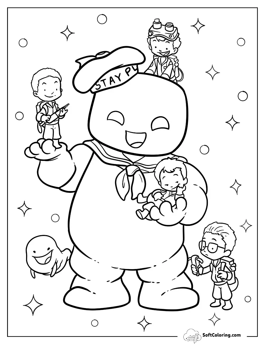 Kawaii Marshmallow Man Carrying Ghostbusters
