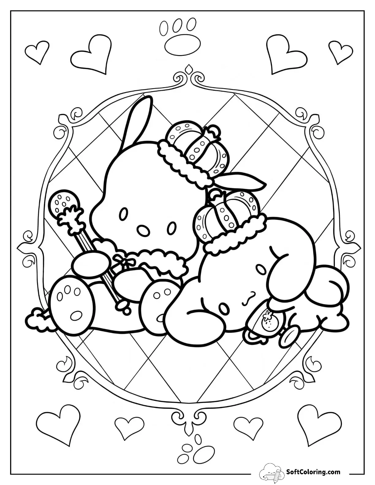 Kawaii Pochacco And Cinnamoroll Wearing Crowns For Kids