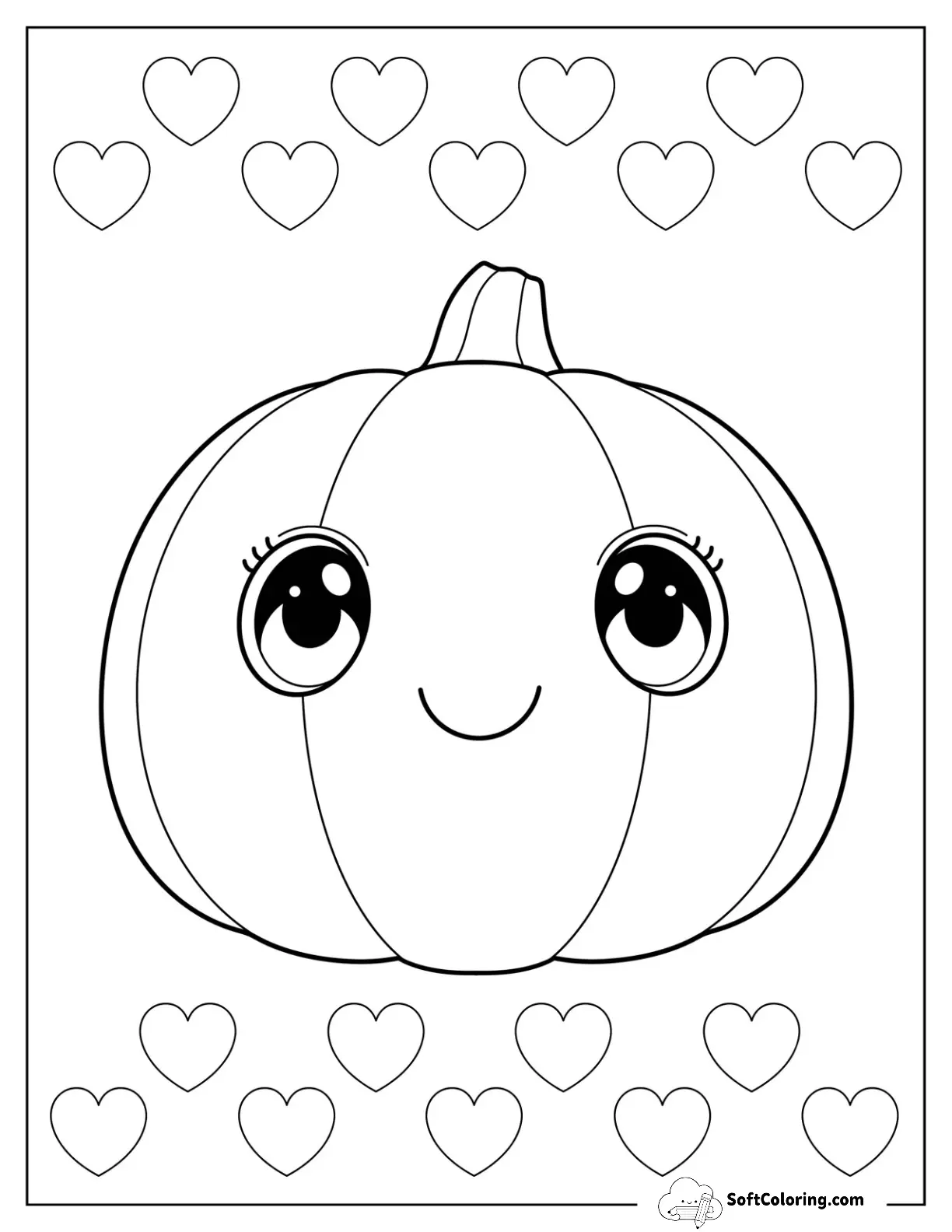 Kawaii Pumpkin Coloring Page For Preschoolers