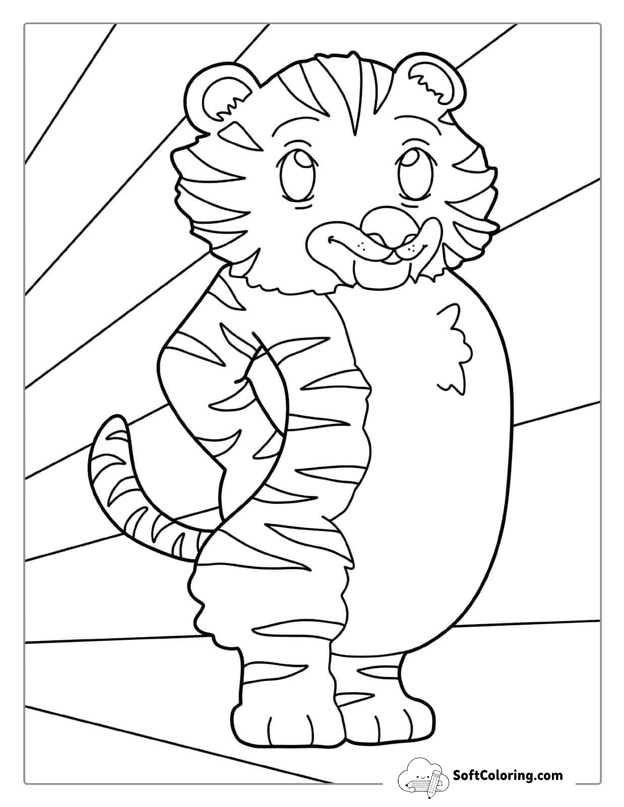 Kawaii Tiger To Color