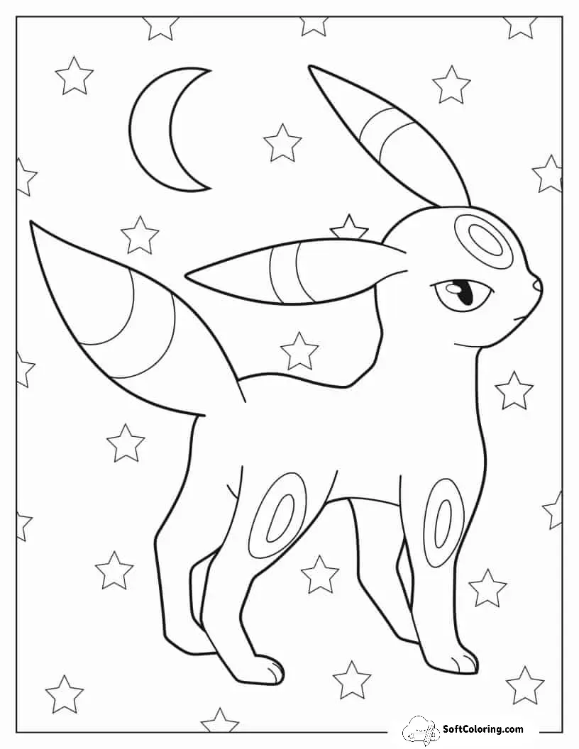 Kawaii Umbreon Coloring Sheet