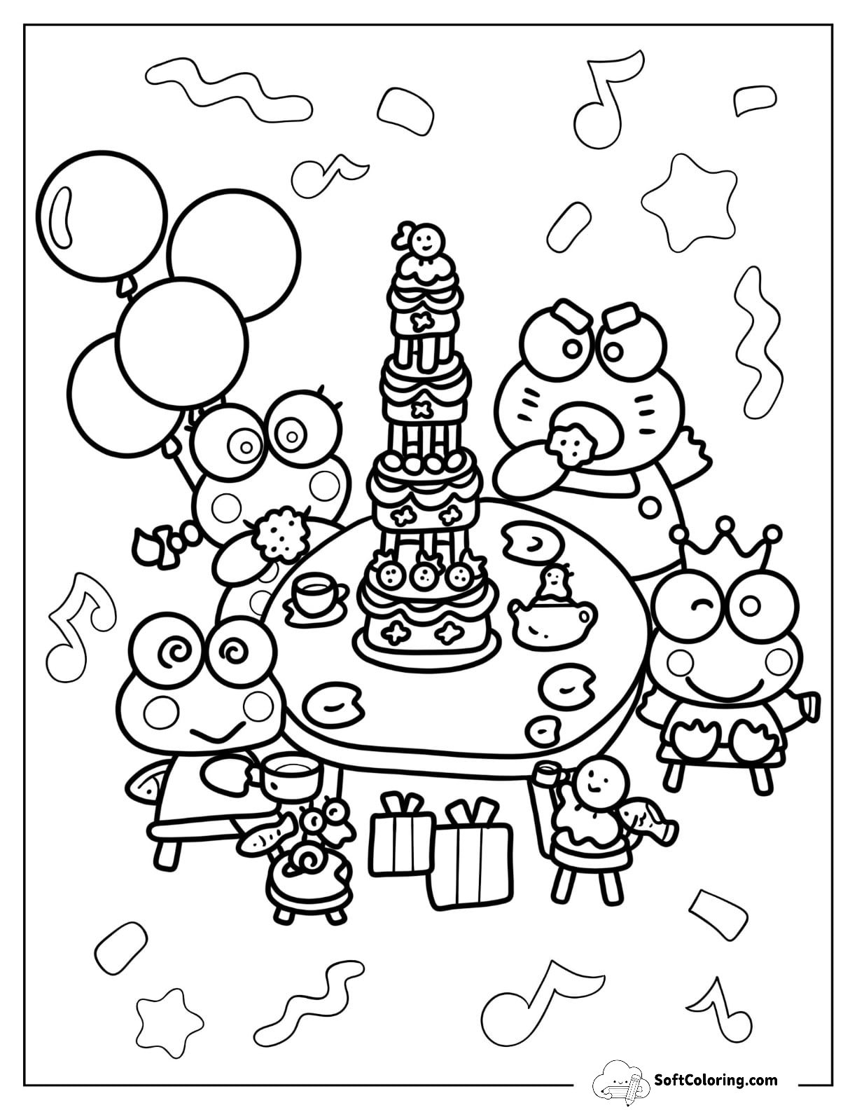 Keroppi Family Eating Cake