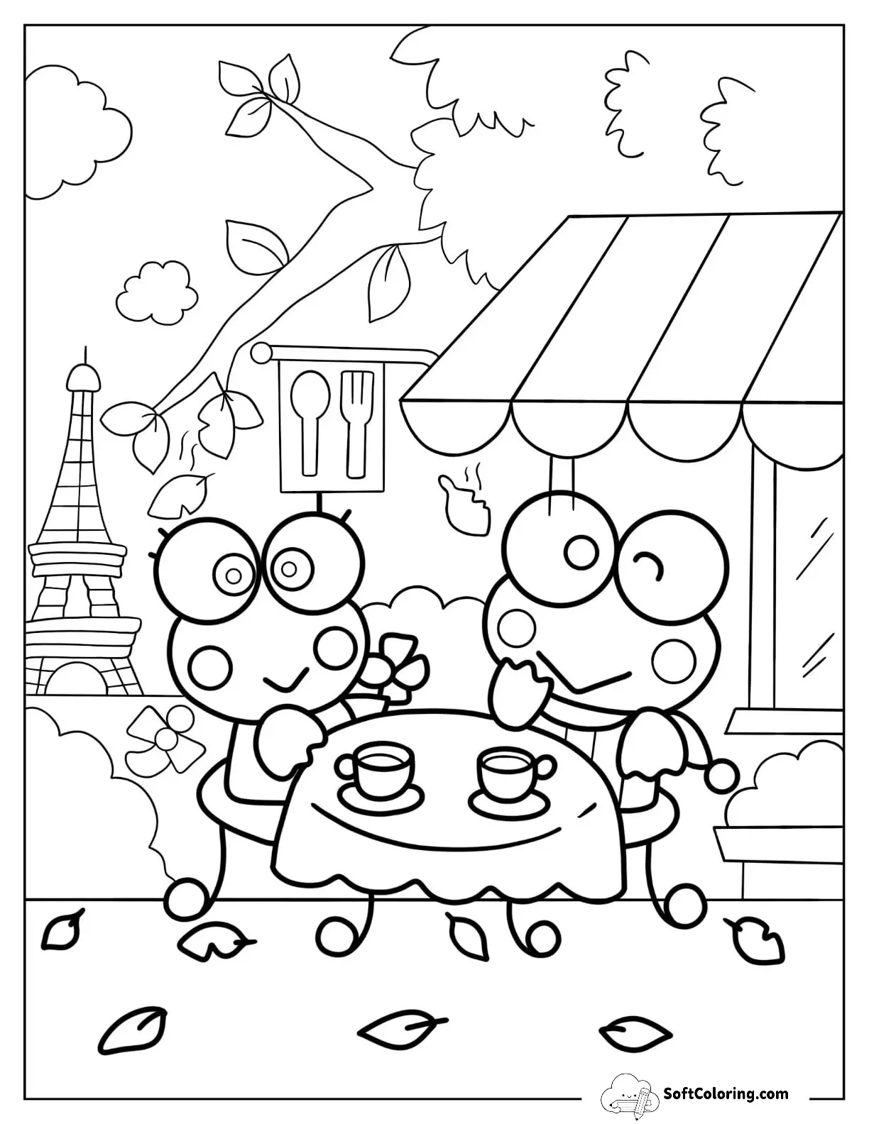Keroppi Coloring Page Of Paris Date With Keroleen