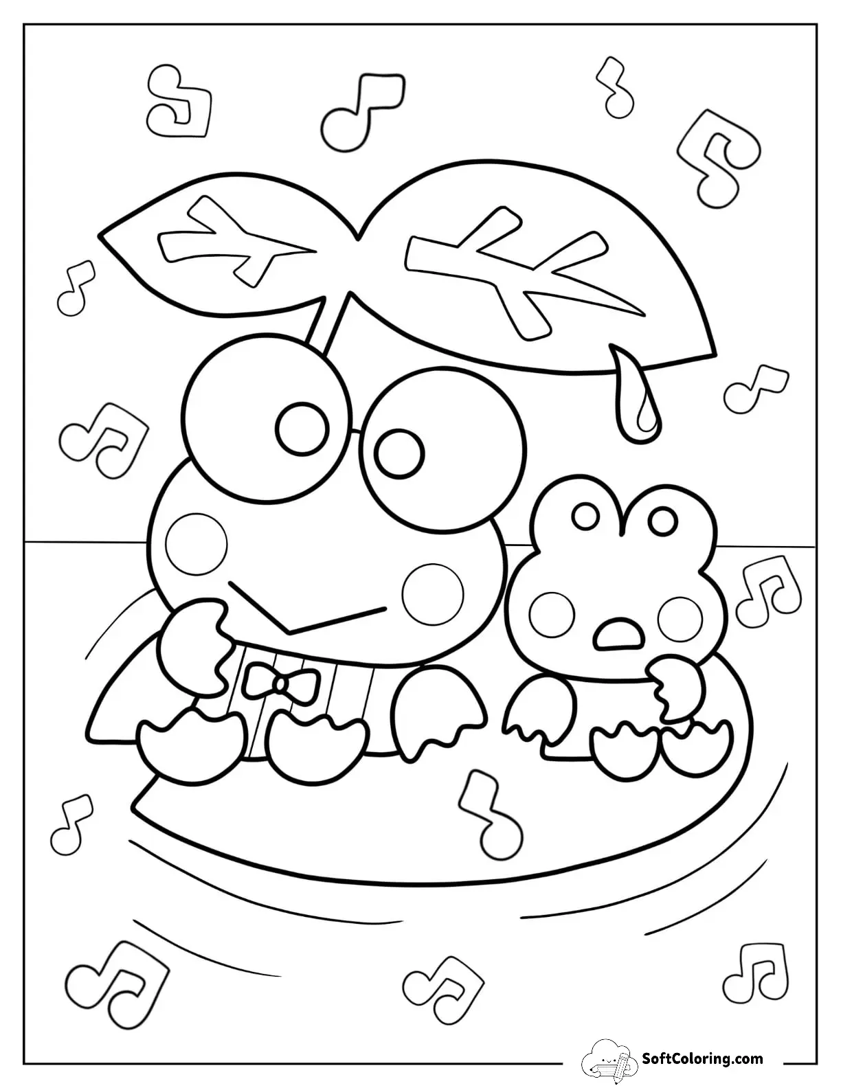 Keroppi Coloring Page Of Kokero Sitting On Lily Pad