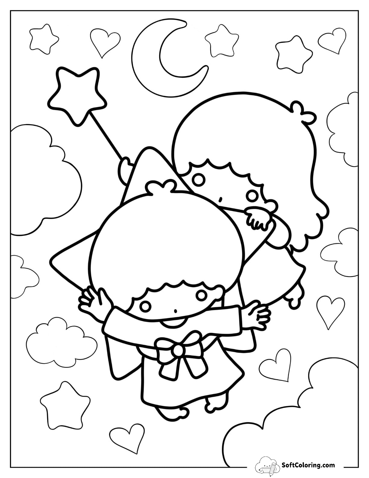Sanrio Coloring Pages Of Kiki And Lala Little Twin Stars