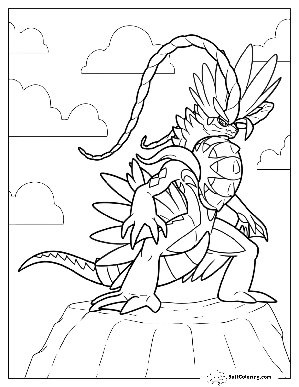 Koraidon Electric Dragon Legendary Pokemon Coloring Page