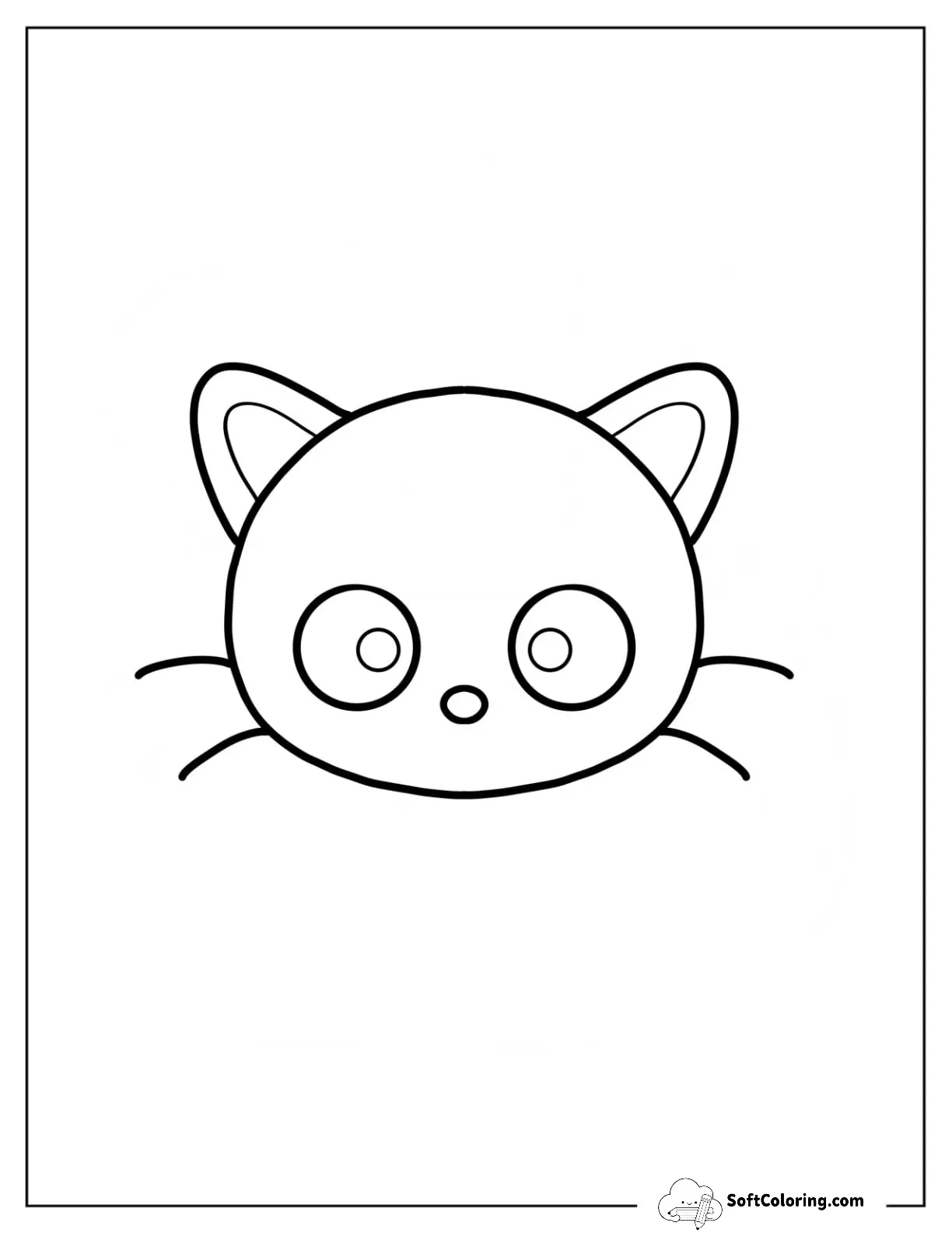 Kuromi Kawaii Face Outline Coloring Sheet For Preschoolers
