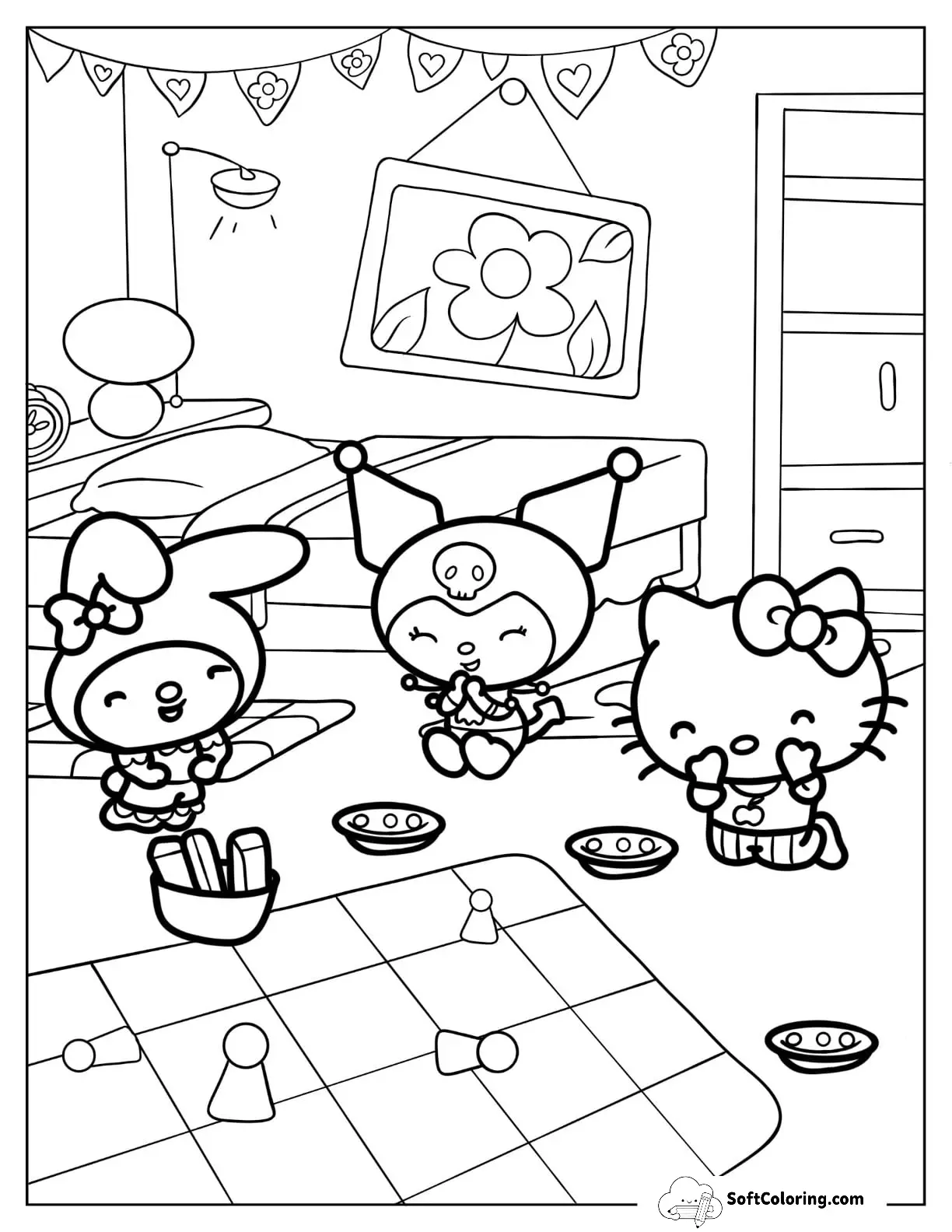 Kuromi Laughing With My Melody And Hello Kitty