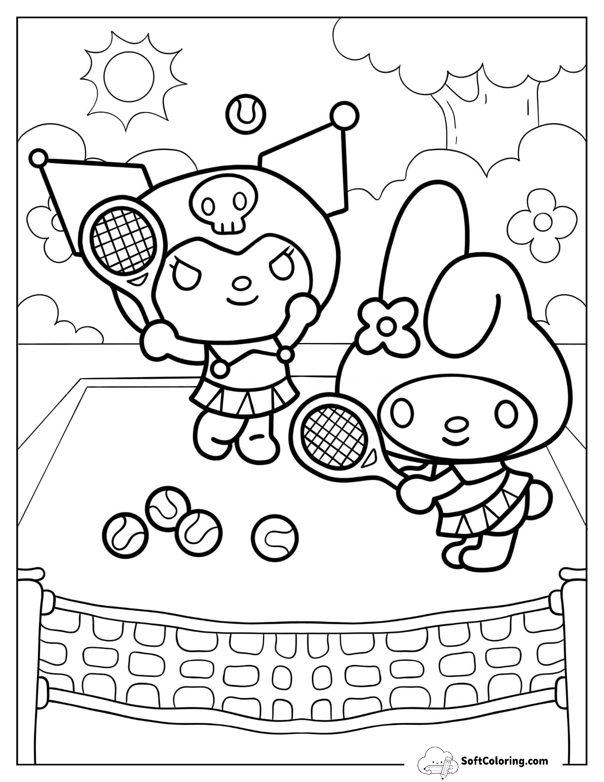 Kuromi Playing Tennis With My Melody