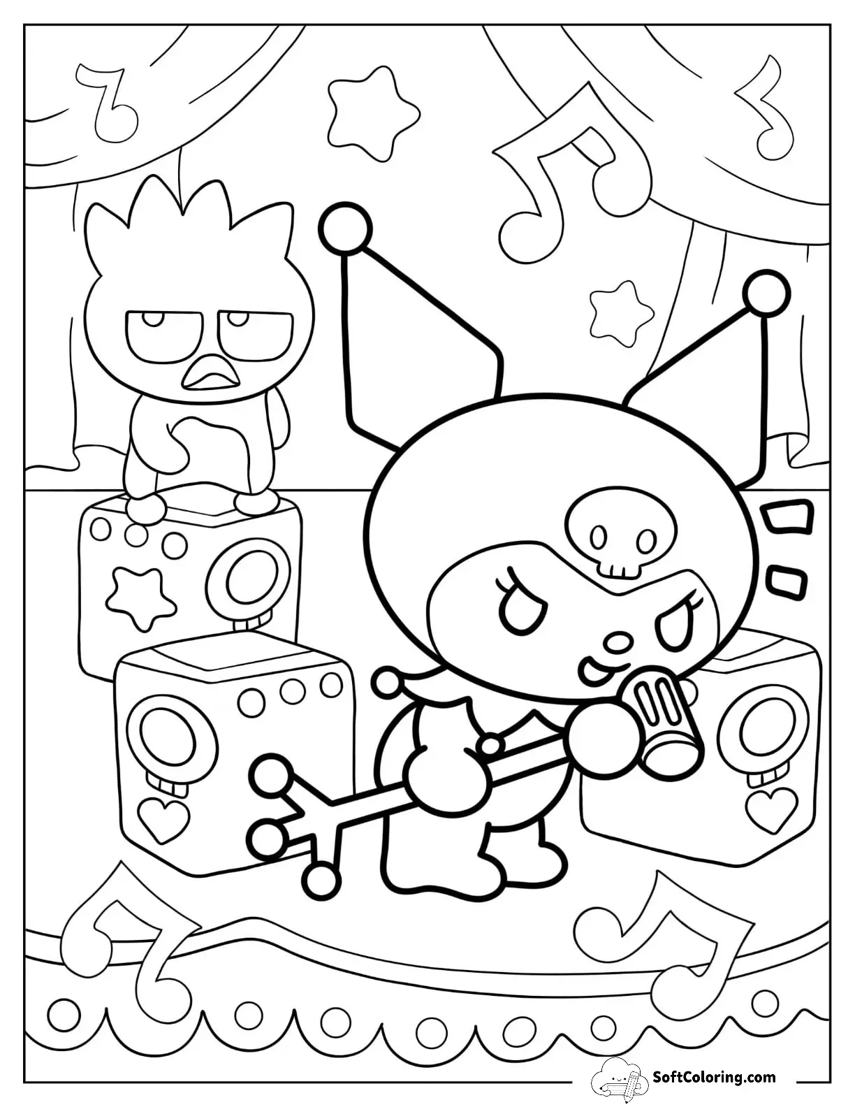 Kuromi Singing On Stage With Badtz Maru