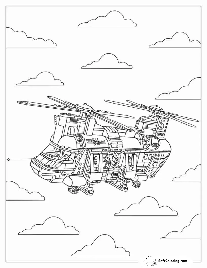 Lego City Volcano Heavy-Lift Helicopter Coloring Page