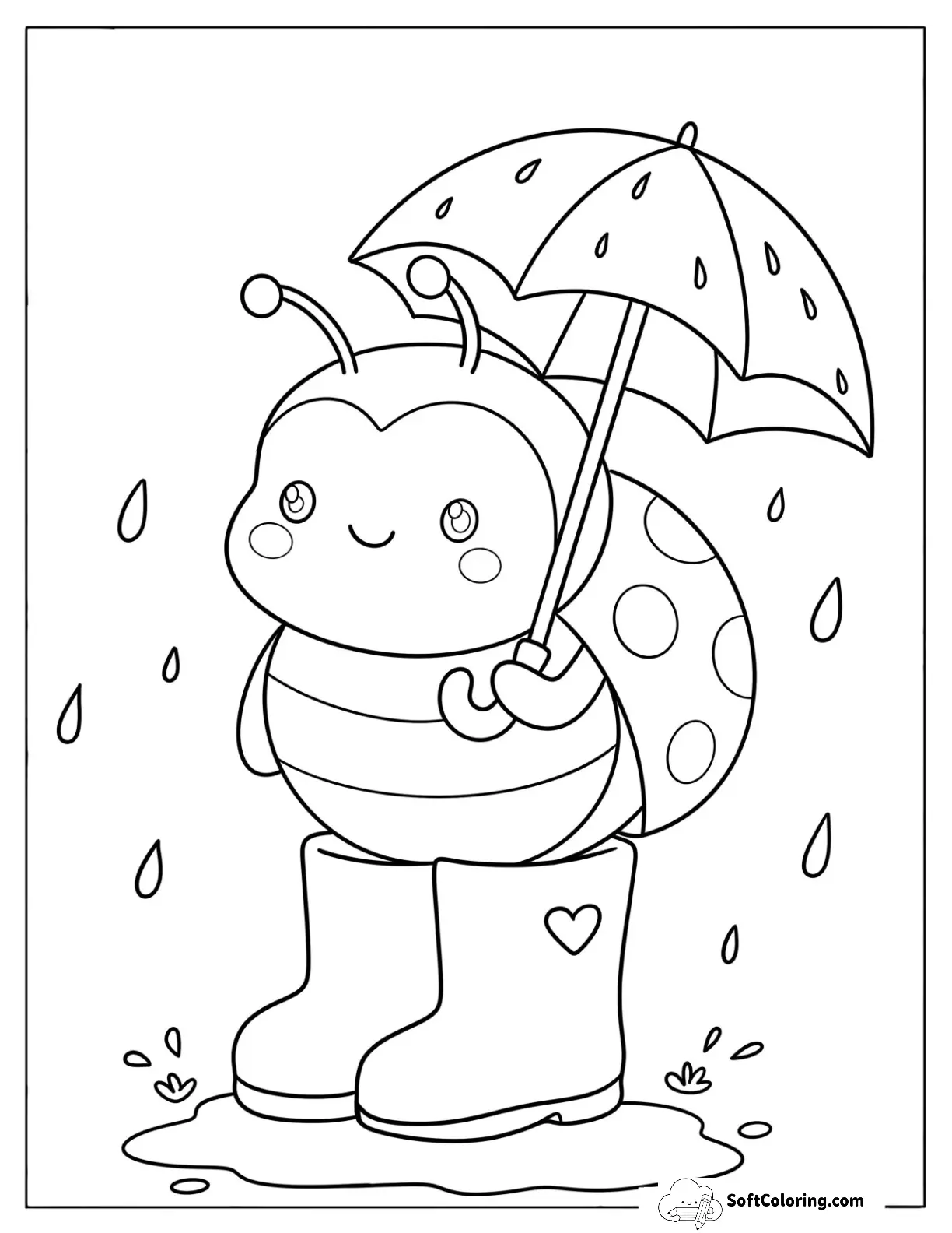 Ladybug In Rain Boots Holding An Umbrella