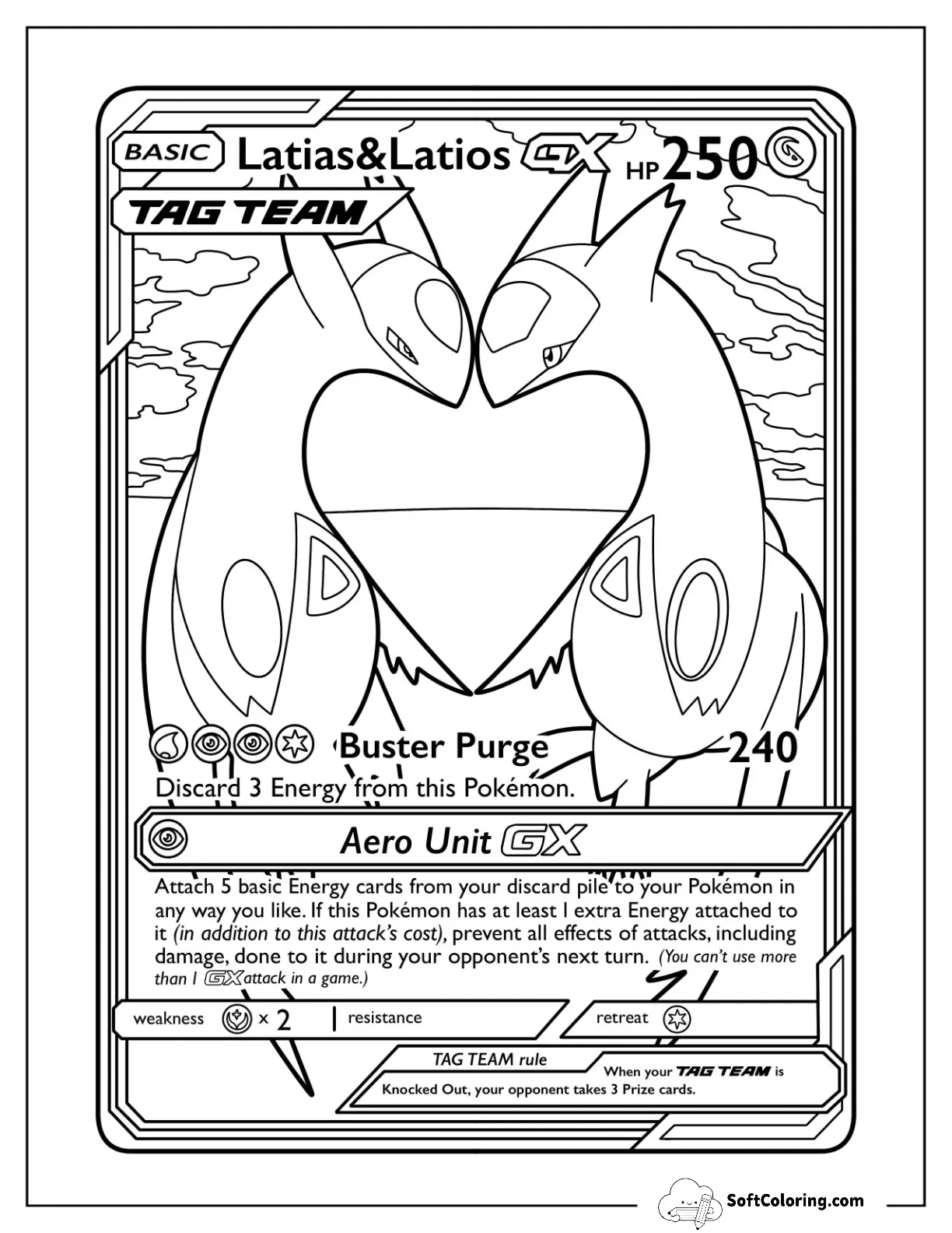 Latias And Latios Buster Purge Pokemon Card Coloring Sheet