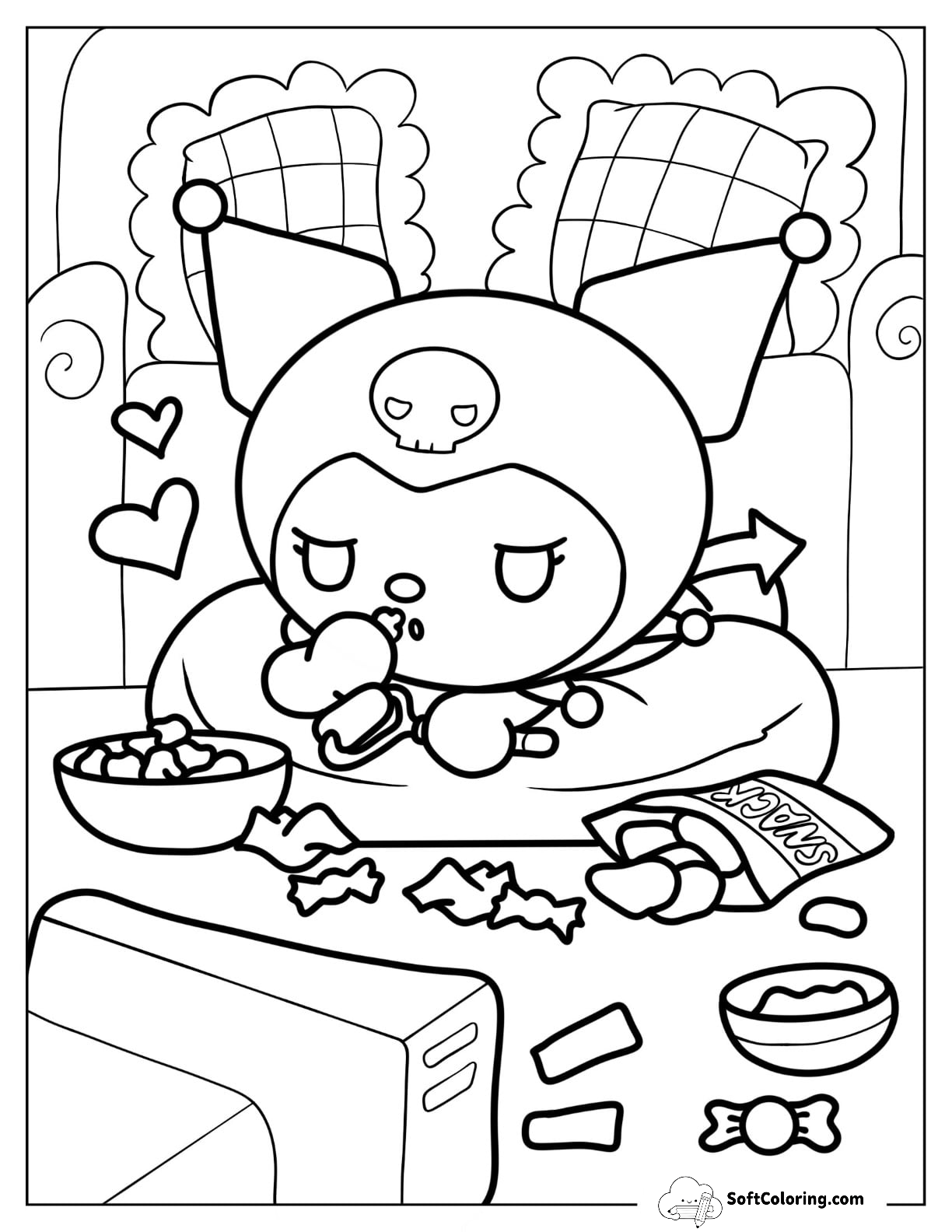 Lazy Kuromi Eating Popcorn And Chips