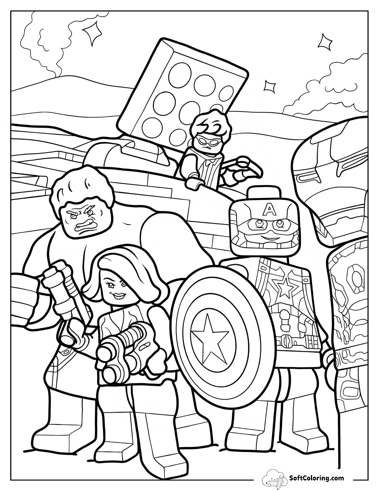 Iron Man, Captain America, Hulk, Black Widow, And Hawkeye