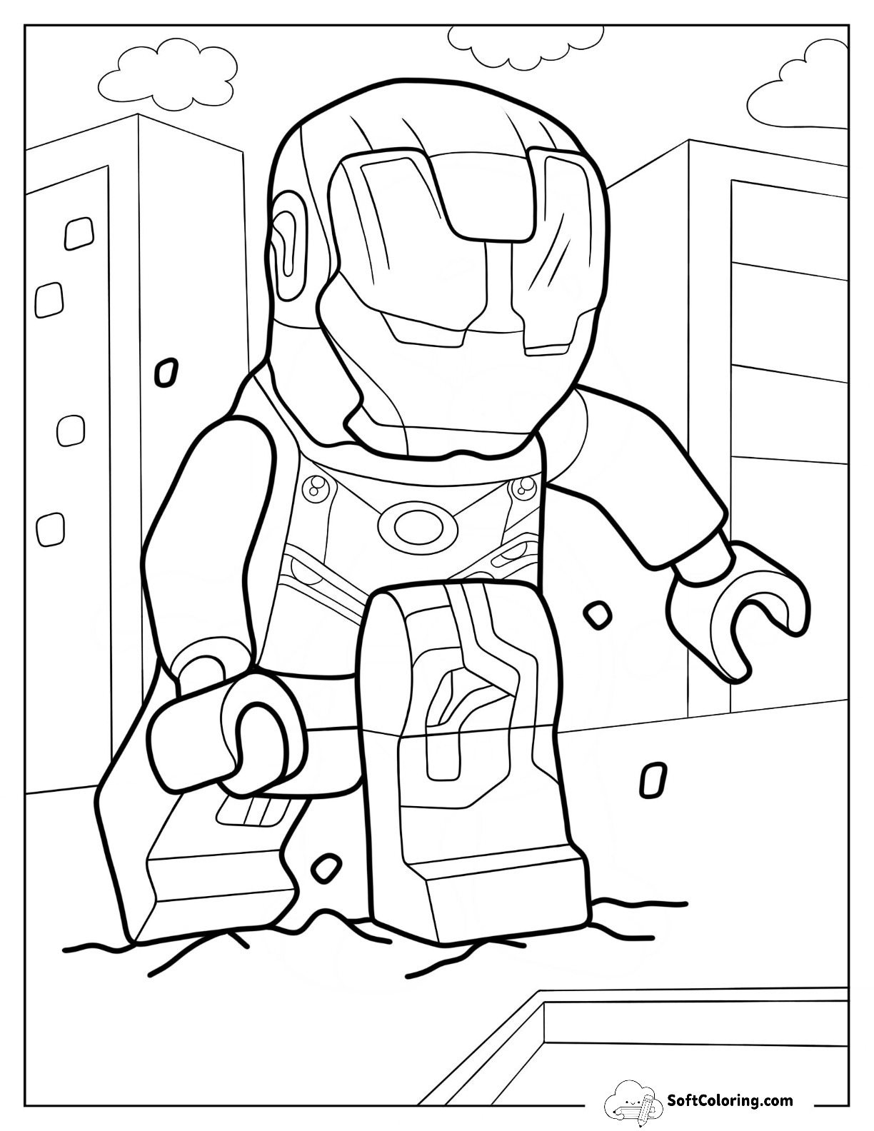 Lego Avengers Of Iron Man Landing On Pavement