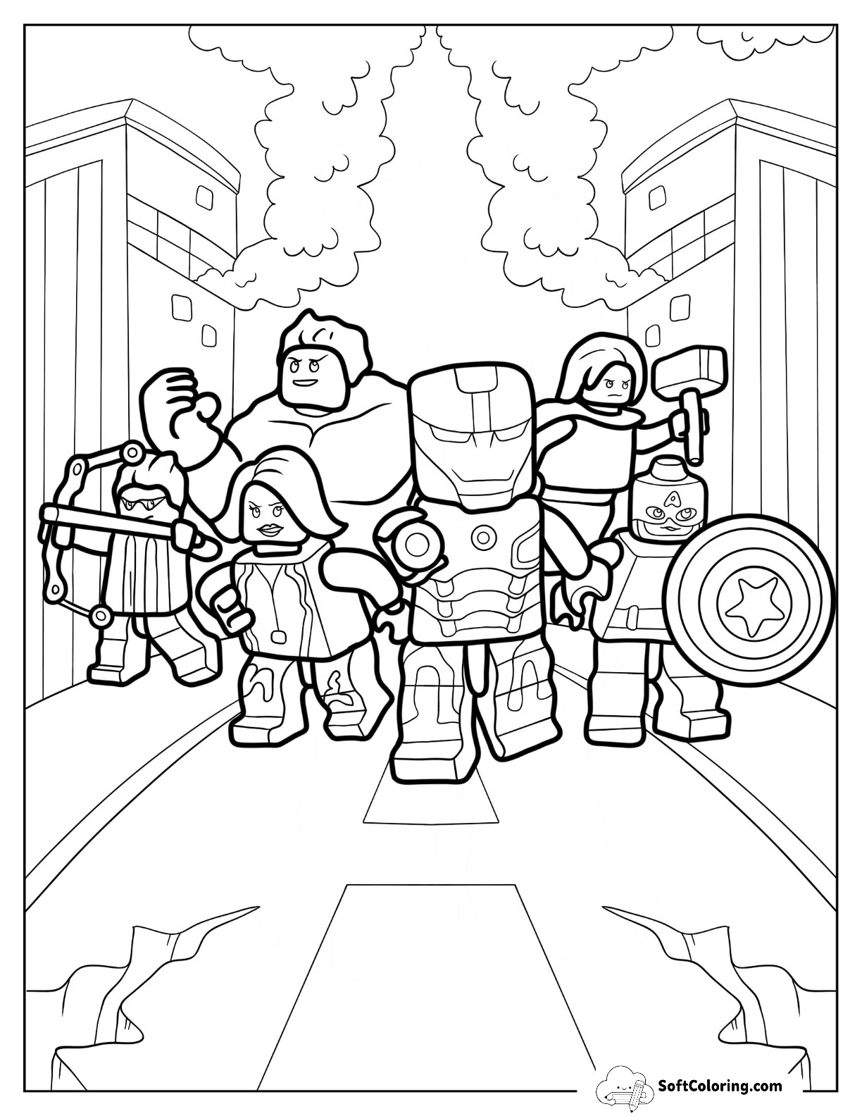 Lego Avengers Coloring Page Of Original Heroes