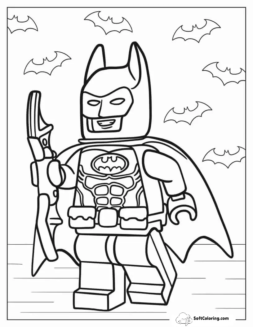 Lego Batman With Batarang Coloring Sheet