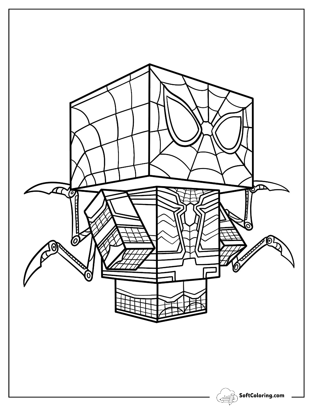 Lego Brickheadz Iron Spider-Man Coloring Page With Pincers