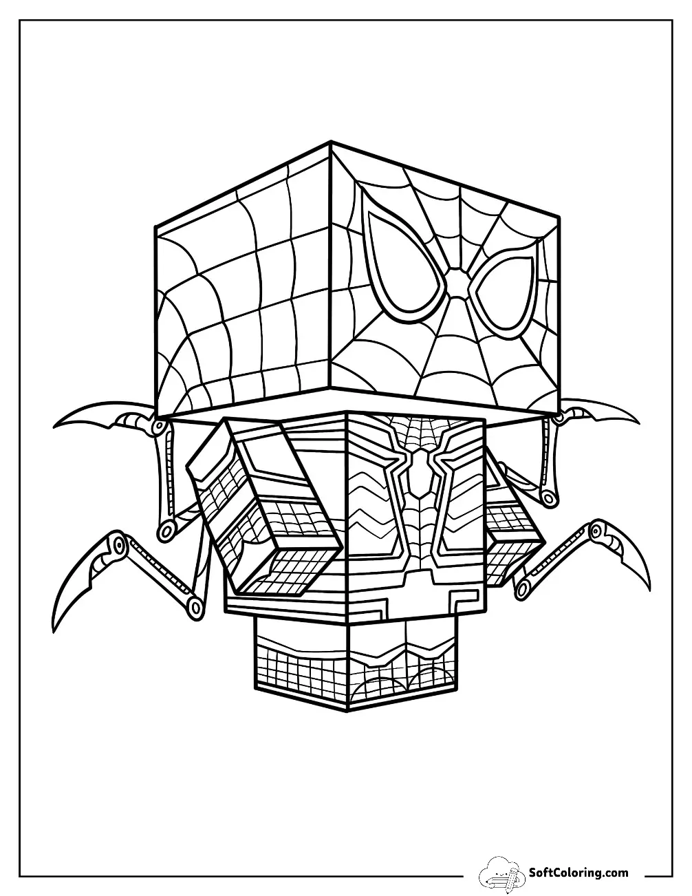 Lego Brickheadz Iron Spider-Man Coloring Page With Pincers