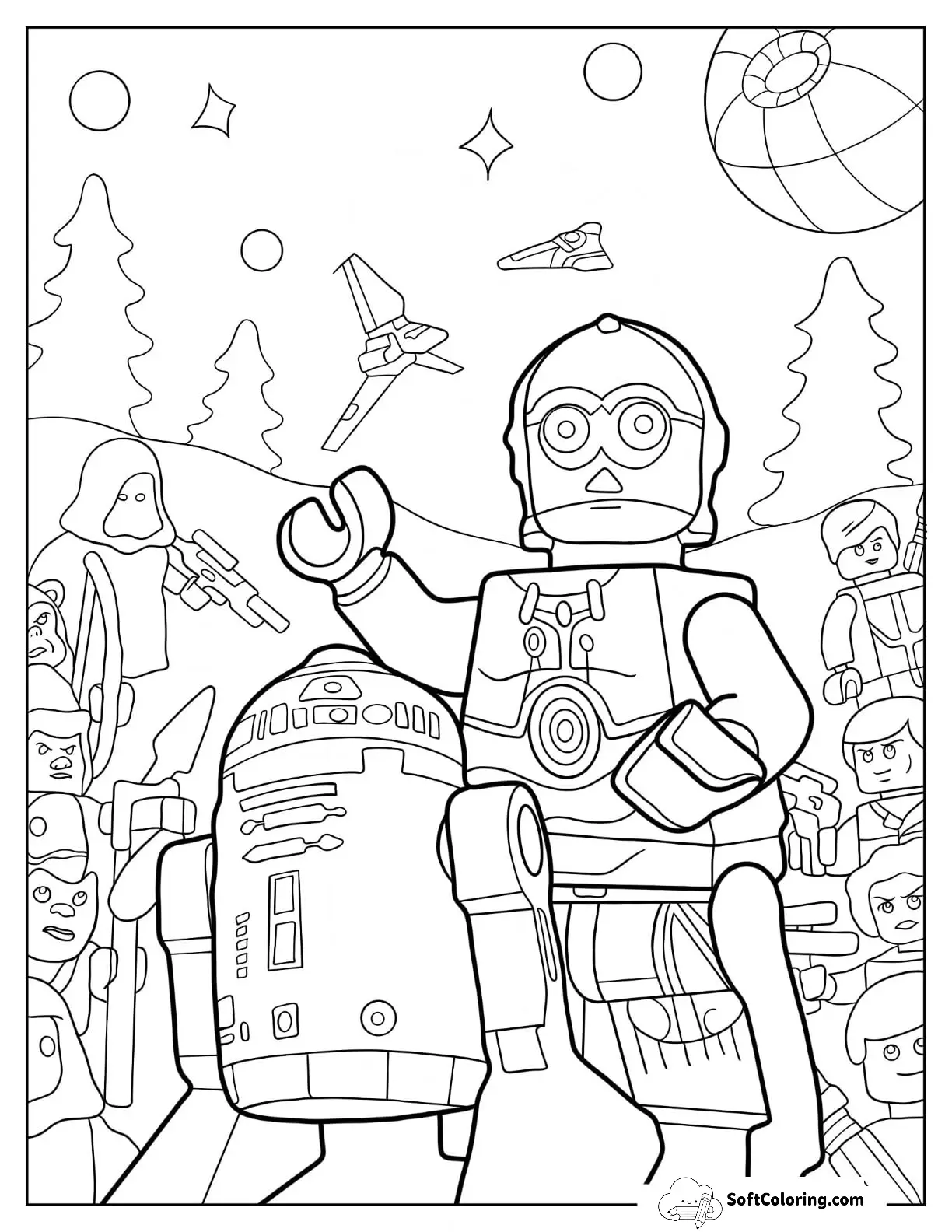 Lego Star Wars Coloring Page Of C-3Po And R2-D2