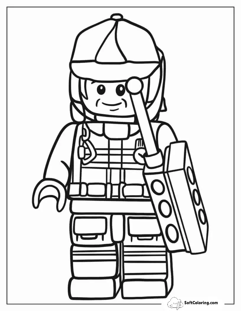 Lego Firefighter Coloring In For Preschoolers