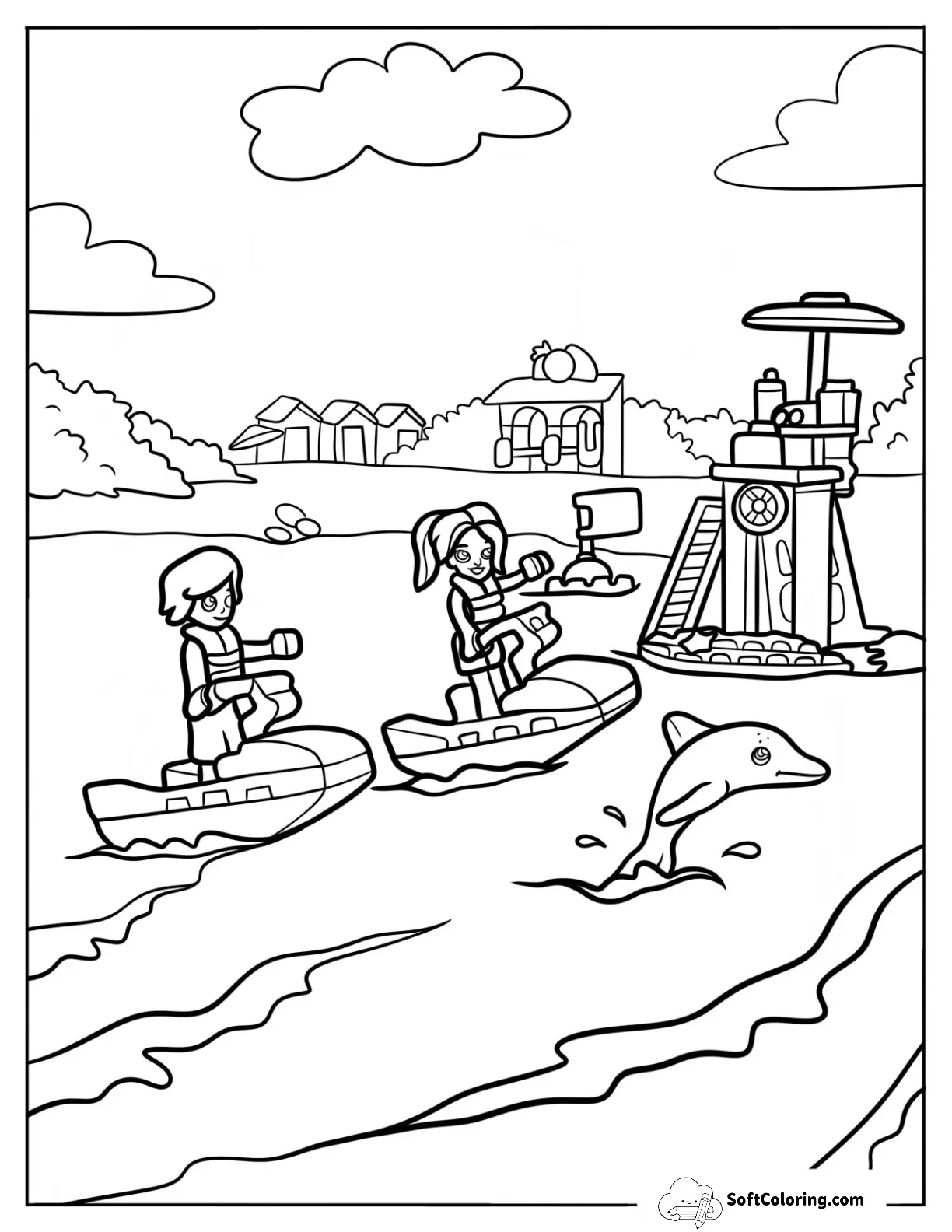 Lego Friends Coloring Pages Of The Beach With Dolphin