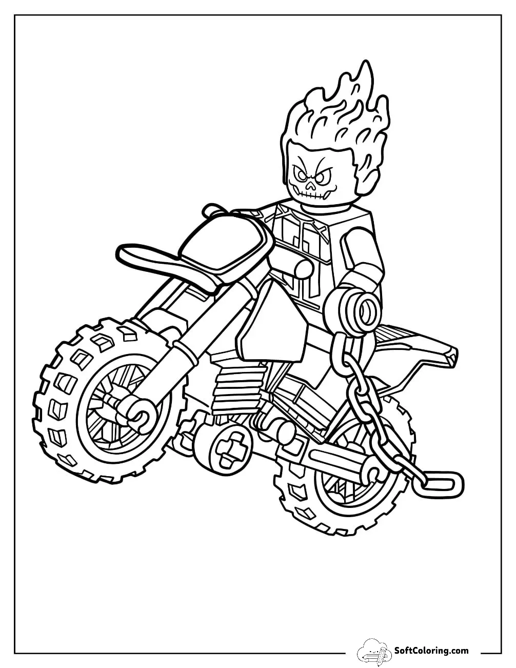 Lego Ghost Rider On Hell Cycle Coloring Page