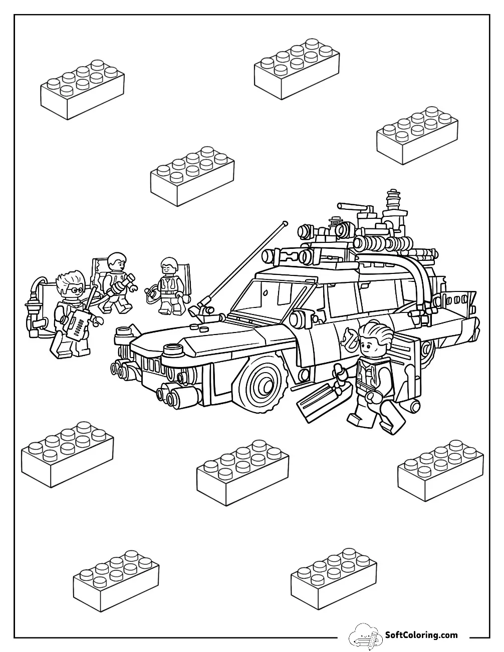 Lego Ghostbusters Coloring Page With Ecto 1 Car
