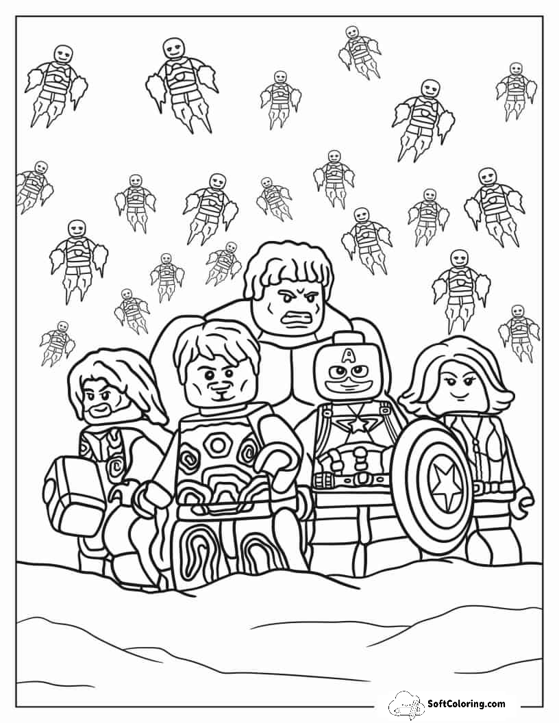 Lego Iron Man, Thor, Hulk, Black Widow, Captain America