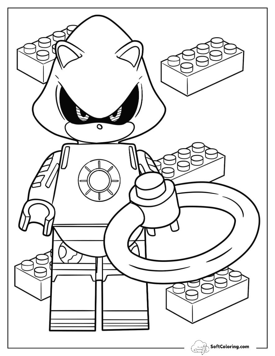 Lego Metal Sonic Coloring Page Holding Ring For Kids