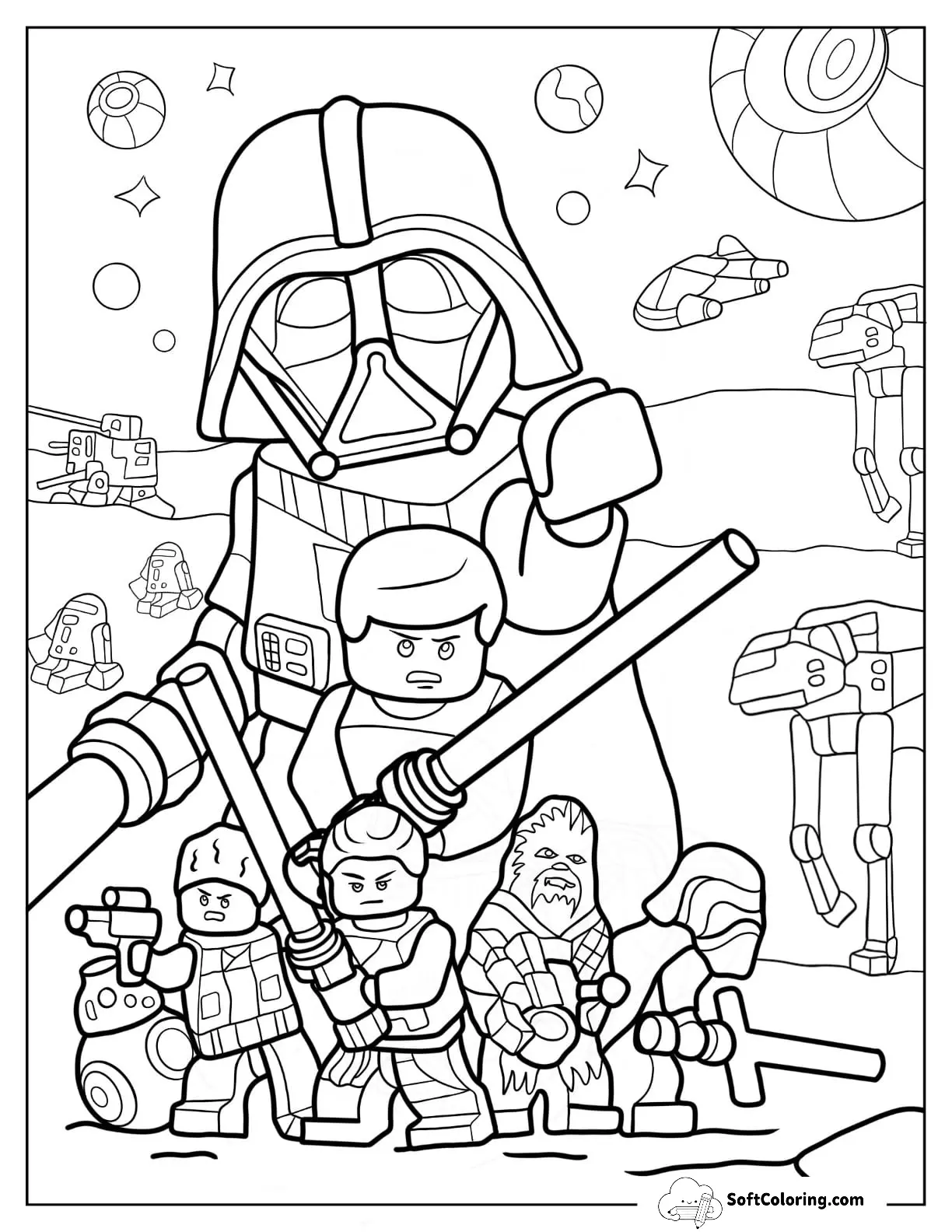 Darth Vader, Rey, Kylo Ren, Chewbacca, Finn, And Bb8
