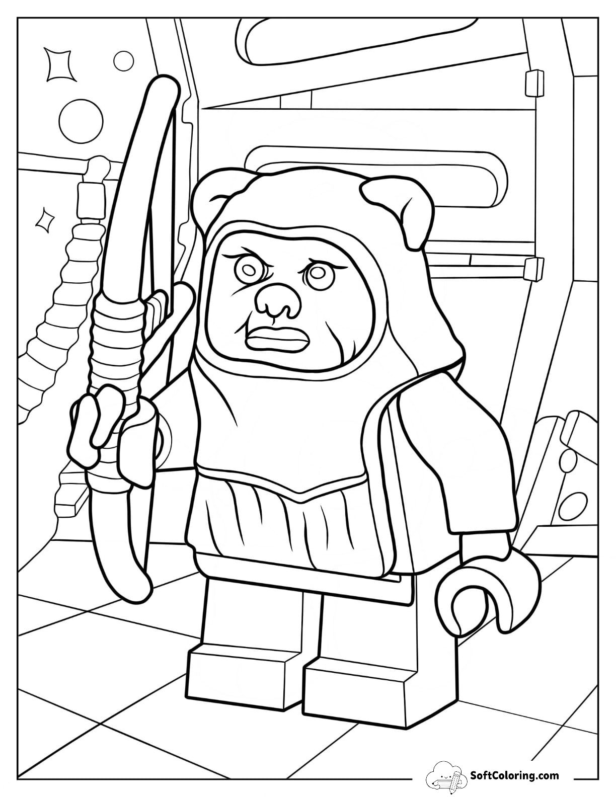 Lego Star Wars Of Ewok Holding Bow For Kids