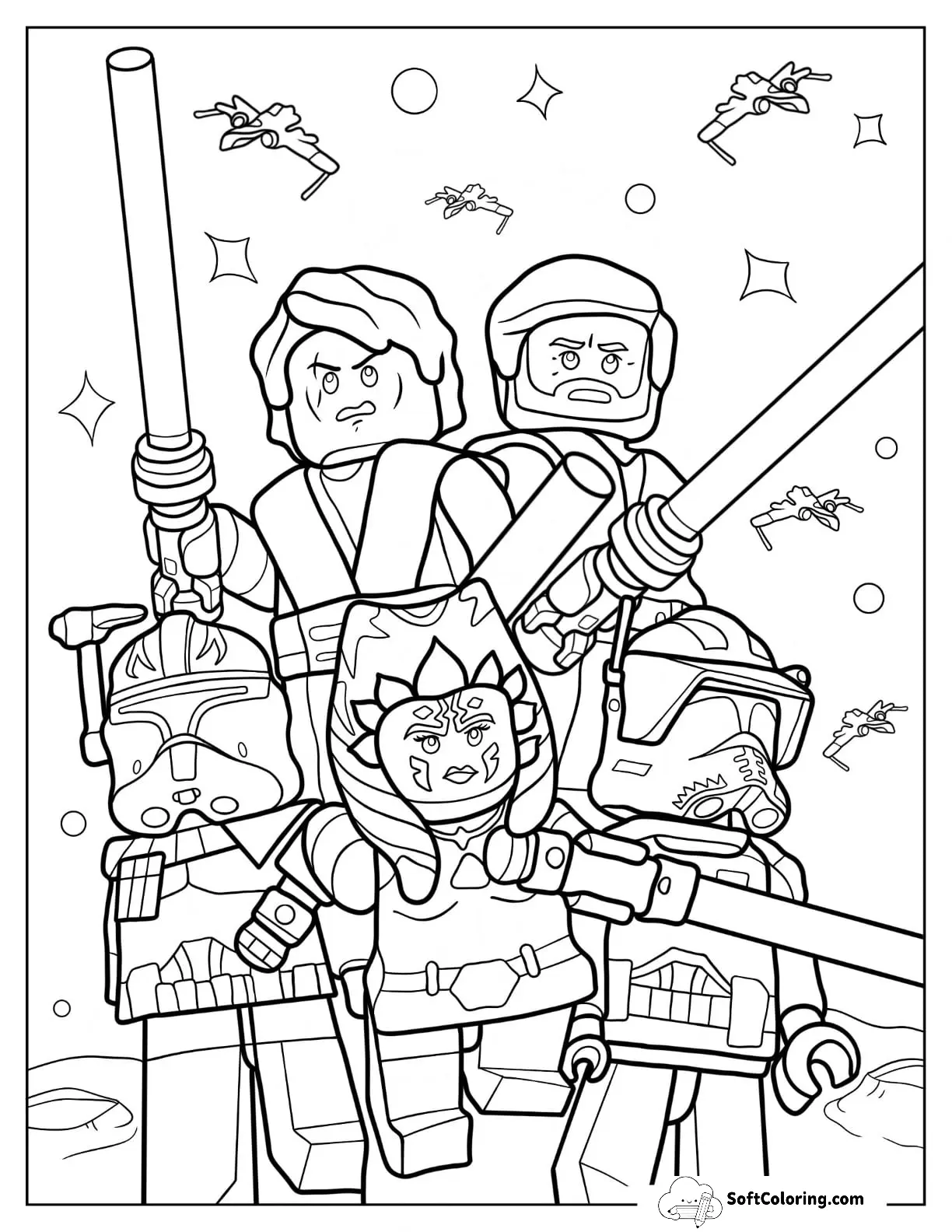 Star Wars Luke, Obi Wan, Ahsoka, And Clone Troopers