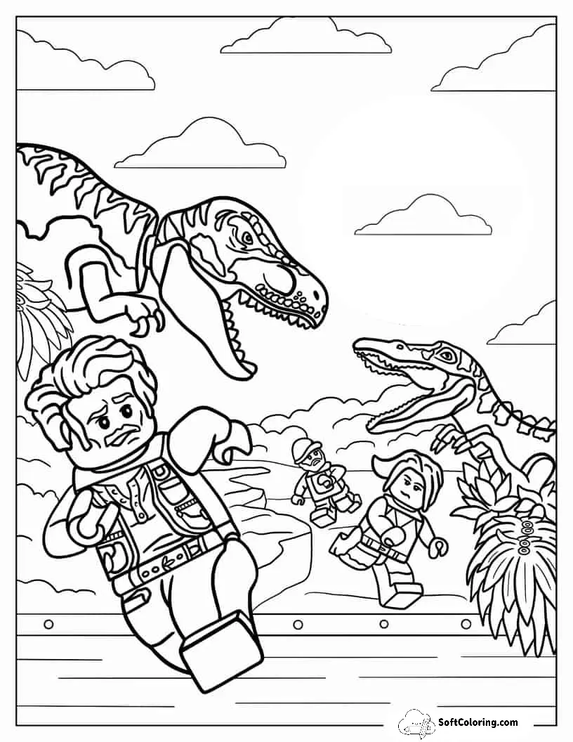 Lego Themed Jurassic World Coloring Sheet