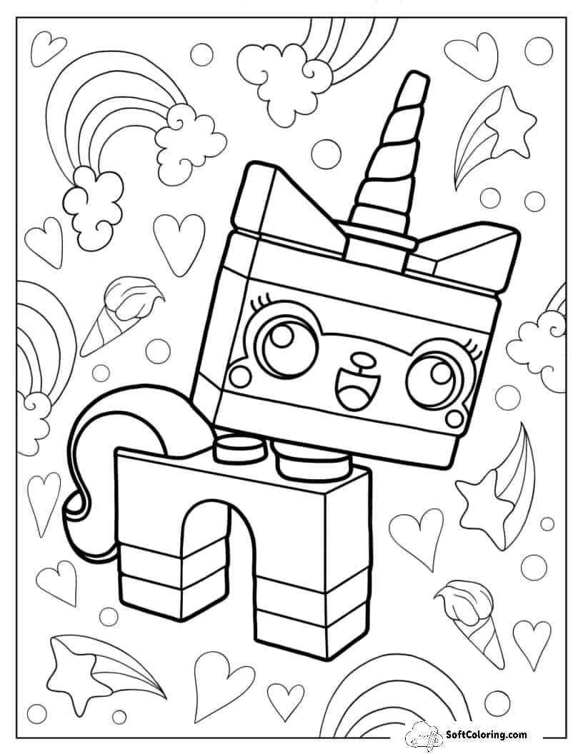 Lego Unicorn Cat Unkitty Coloring Page