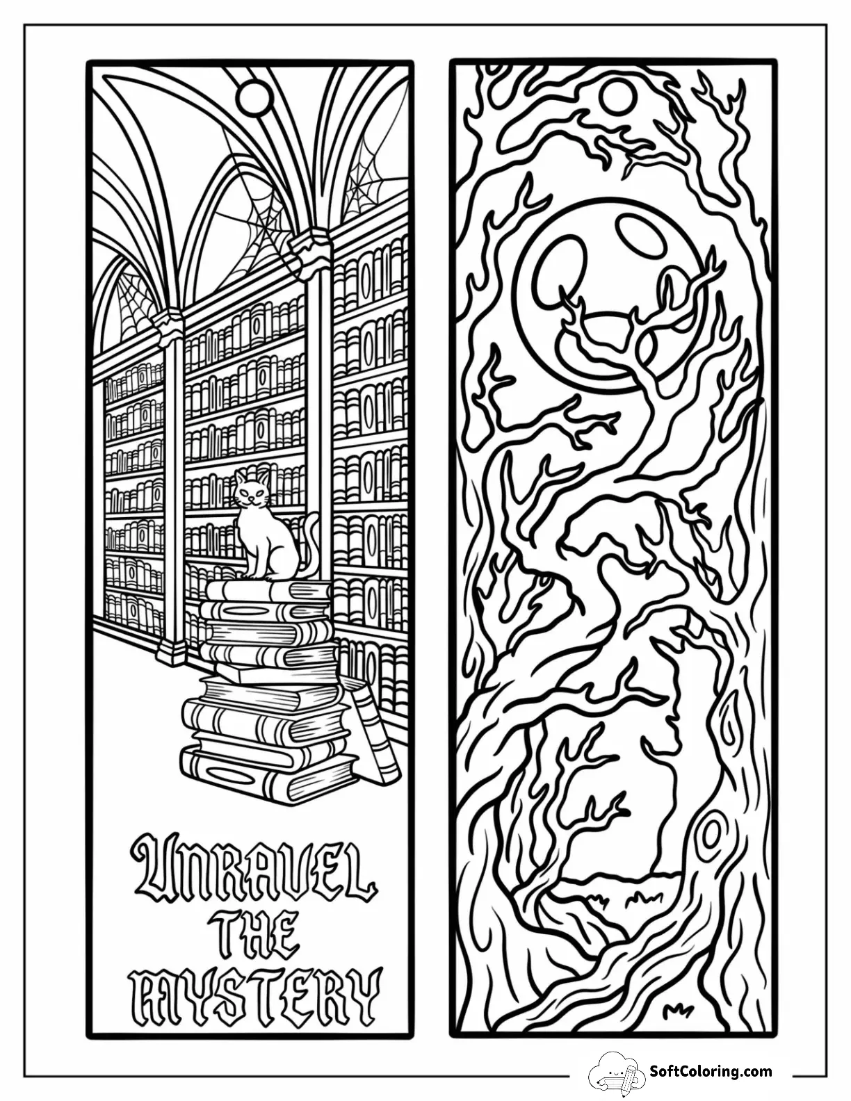 Library Cat Unravel The Mystery And Haunted Tree Bookmark