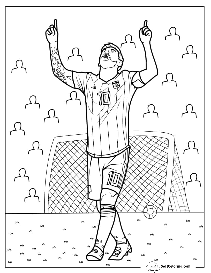 Lionel Messi Celebrating Goal Coloring In