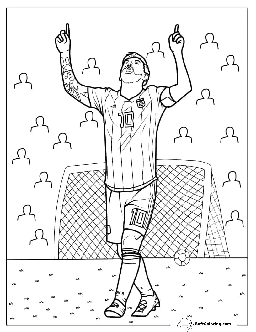 Lionel Messi Celebrating Goal Coloring In