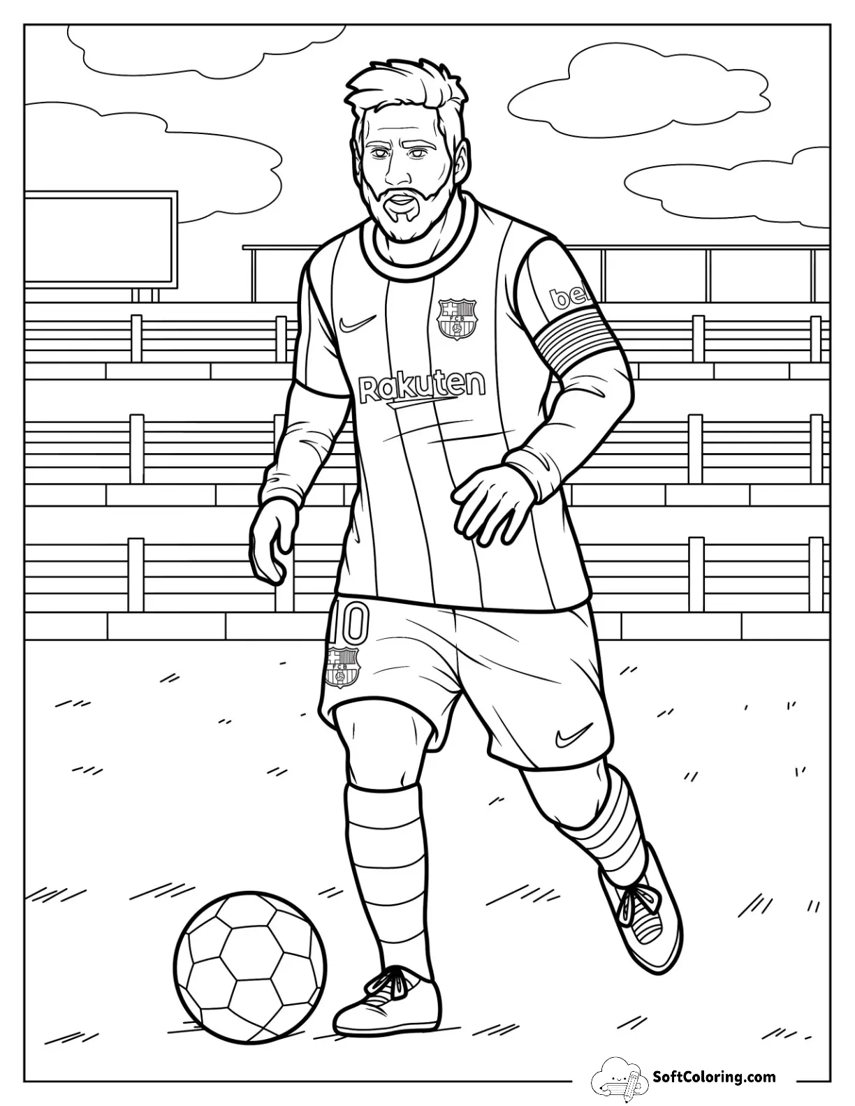 Lionel Lionel Messi Coloring Page Dribbling On The Field