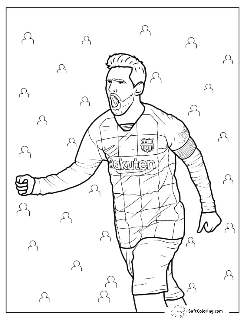 Lionel Messi Fired Up During Game Coloring In