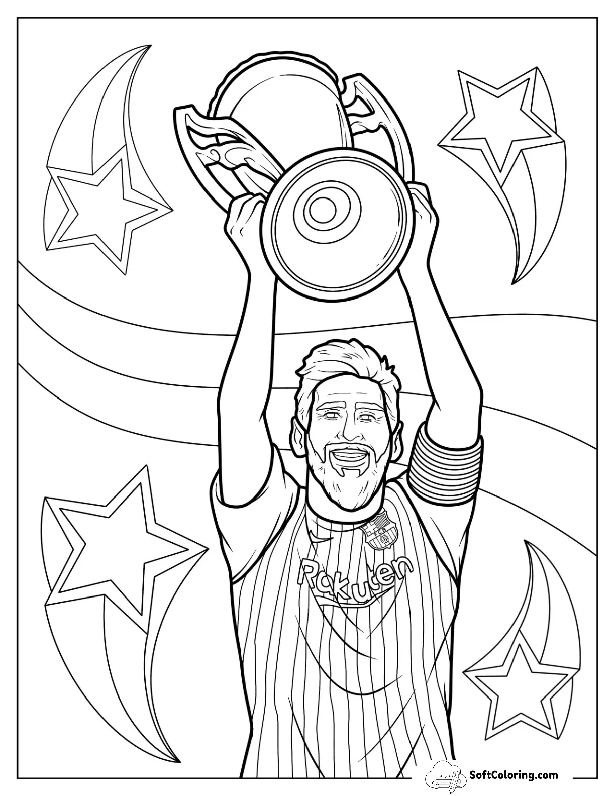 Lionel Lionel Messi Coloring Page Lifting Trophy