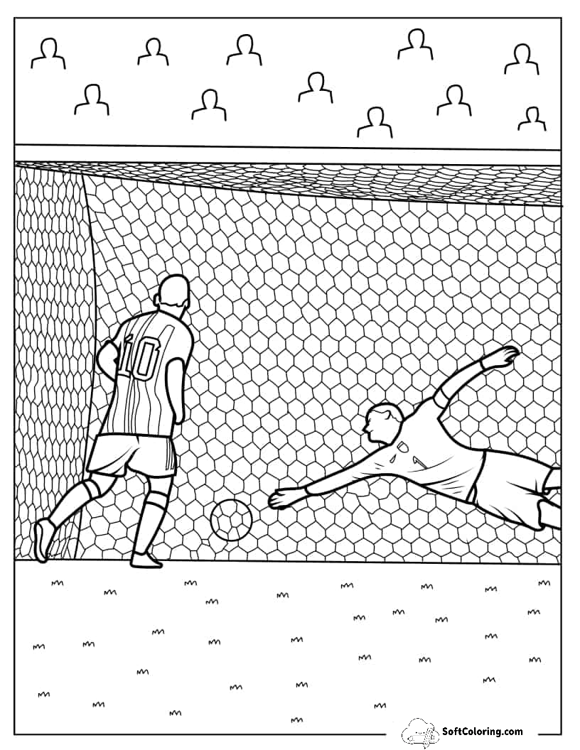 Lionel Messi Scoring Goal Coloring Sheet
